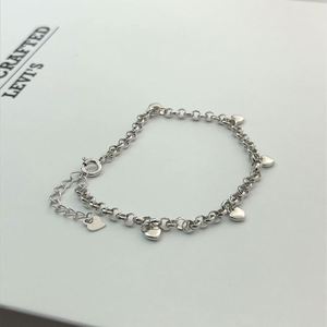 Dylam Simple Design 925 Sterling Silver Rhodium Plated Tiny Heart Pendant Link Chain Stacking <b>Bracelet</b> - Product Image 6