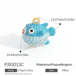 SUMMLY Vente en gros de bijoux fantaisie : Breloques en alliage émaillé, pendentifs mignons en forme d'animaux de dessin animé (poisson-bouffant, grue de café <span class=keywords><strong>origami</strong></span>), style bouquet - Product Image 3