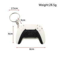 Porte-clés en caoutchouc PVC miniature de haute qualité, modèle de manette de jeu PS Station, 3 couleurs, 6 cm
