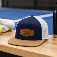 Casquette OEM personnalisée à 6 panneaux, perforée au laser, respirante, imperméable, en tissu éponge, avec patch logo, pour marques streetwear, plage, extérieur, station balnéaire