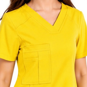 Uniforme Médico para Mujer, Superventas, de Secado Rápido, Tela Elástica, Cuello en V, Manga Corta, para Doctoras, Enfermeras, Ropa de Trabajo para Hospital, Personalizable - Product Image 5