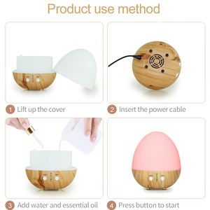 JCSY-332 Ultrasonic Aroma Diffuser 200ml <b>Egg</b> Shape With 7 Color <b>Light</b> For Home Office Use - Product Image 4