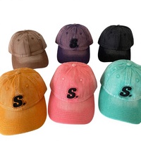 Casquette de baseball vintage en sergé délavé à 6 panneaux, broderie 3D, patch lettres, 100 % polyester, sangle réglable, unisexe, vente en gros