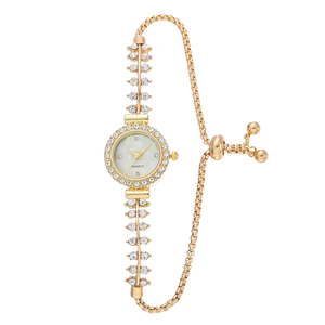 Reloj de cuarzo redondo de moda para mujer con esfera pequeña y pulsera ajustable Reloj de diamantes de imitación - Product Image 4
