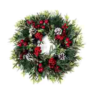 Guirlande de Noël pour porte d'entrée, guirlande de Noël artificielle floquée avec décorations mixtes, décoration de saison festive pour mur extérieur - Product Image 1