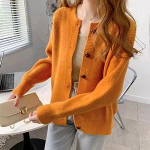 Couleur unie Cardigan <span class=keywords><strong>Pull</strong></span> Femmes Casual Multicolore <span class=keywords><strong>Col</strong></span> <span class=keywords><strong>Rond</strong></span> <span class=keywords><strong>Pull</strong></span> Haute Qualité Tricots Bouton Manteau - Product Image 3