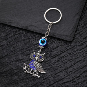 Phong Cách Dân Tộc Keychain Retro Khoan Elephant Owl Keychain Mặt Dây Chuyền Với Thổ Nhĩ Kỳ Màu Xanh Mắt Ác Đồng Xu Chủ Keyring - Product Image 4