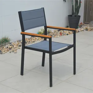Chaise de jardin d'extérieur de loisirs Mobilier de jardin en aluminium Maille de couleur personnalisée Chaise de jardin en métal pour patio extérieur