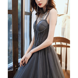 <span class=keywords><strong>Robe</strong></span> longue en dentelle grise pour femme, vêtement musulman, <span class=keywords><strong>bustier</strong></span> scintillant, bal de mariage, bal de promo, 2020 - Product Image 3