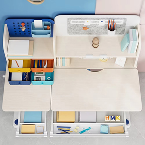 Bàn học trẻ em kiểu dáng công thái học mới với giá sách, nội thất gia đình, bàn học và ghế có thể điều chỉnh chiều cao dành cho trẻ em - Product Image 2