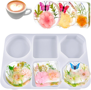 Moldes de silicona Deep Coaster octogonales y cuadrados para resina, para conservación de flores, arte DIY y herramientas para pasteles - Product Image 1