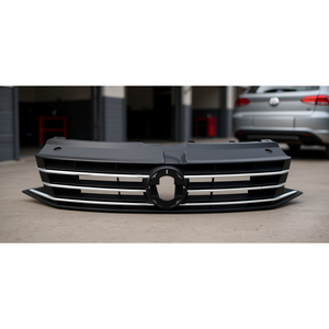 Parrilla Delantera Nueva para Volkswagen Vento 2016-2022, Pieza de Repuesto de Plástico para Reparación y Mejora de la Carrocería, Negra con Detalles Cromados - Product Image 1