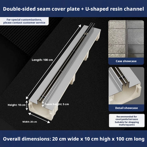 Modern design outdoor patio stainless steel <b>linear</b> drainage channel, 100*20*10cm, corrosion-resistant drainage system - Product Image 5