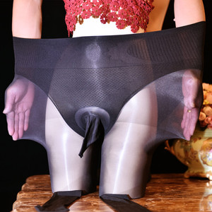 Collant Femme Brillant Opaque Long Cuissard Sans Couture Sexy Fin Motif Uni avec Texture Huileuse - Product Image 4