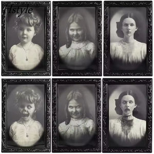 Hstyle Halloween décoration 3D visage changeant cadre Photo en mouvement Portrait horreur décoration pour horreur fête château maison - Product Image 4