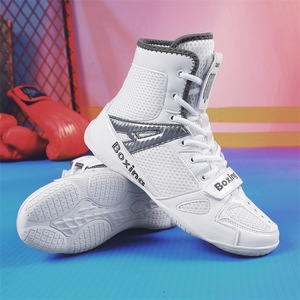 Boxing Boxing Shoes High Top Lace Up Slip Resistant For Men Women Training Combat Sports Gym Workout 39-45 White Black - Product Image 1