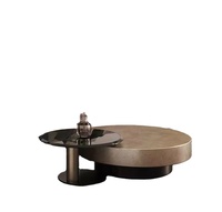Ensemble de tables basses gigognes rondes avec pieds en métal léger et brillant, table d'appoint pour salon, bureau à domicile