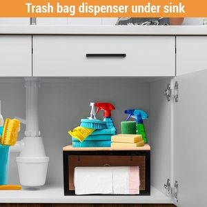 특대형 주방 필수품 팬트리 정리함 대나무 이중 쓰레기봉투 홀더 디스펜서 대나무 비닐봉투 홀더 - Product Image 6