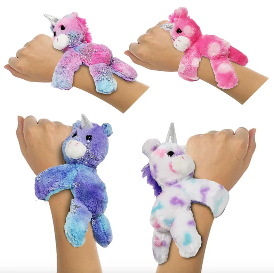Novelty Shiny Unicorn Huggers Slap Bracelet Plush Toy Slap Wristband Stuffed Animals for Kids