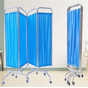 Cama de Hospital plegable para clínica médica, cabecera de cama de acero inoxidable, pantalla de cortina