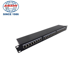 Panel de Conexiones ANSHI de 19 Pulgadas 1U, 24 Puertos CAT6 Blindados STP T568A/B, Tipo Integrado con Gestión de Cables Trasera - Product Image 4