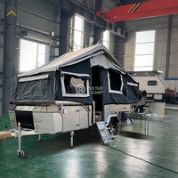 Promotion : Mini-caravane pliable avec tente et auvent, douche et lit double pour camping-car
