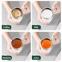 Mug auto-mélangeur en acier inoxydable de 380 ml avec bouton-poussoir et couvercle amovible pour café instantané, lait et cacao – Vente en gros
