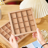 Boîte à chocolat en papier kraft blanc brun, 4, 9, 16, 25 cavités, boîte à biscuits, boîte à pâtisserie, boîte carrée pour bonbons avec couvercle coulissant transparent