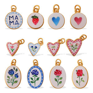 Pendentif en émail de mode européenne et américaine, formes variées, fraise, cœur, accessoires de bijoux DIY pour la fabrication de colliers - Product Image 5