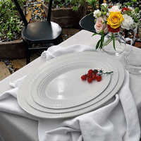 Assiettes ovales en mélamine personnalisées avec logo, 13/14 pouces, pour restaurant, écologiques, en plastique, pour fêtes