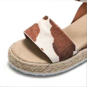 Girls Cow Sandals Children's High Heels Shoes Kids Sandals Summer Baby Catwalk Princess Shoes - Product Image 3