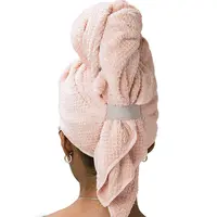 ผ้าโพกหัวไมโครไฟเบอร์สำหรับผู้หญิง,ผ้าโพกหัวแห้งเร็วดูดซับได้ดีเปียกพร้อมสายรัดยืดหยุ่นยาวและหนา