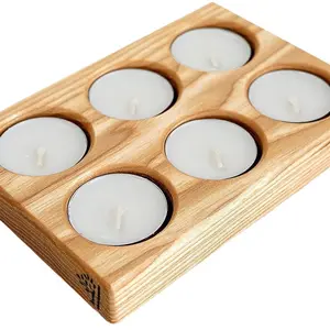 New Fashion Natural Wooden Tealight Candle Holder Rustic Home Decoration For Valentine's Day