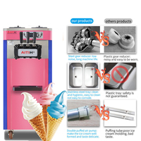 Nouvelle machine à crème glacée molle verticale/de comptoir 3 saveurs, autonettoyante, commerciale, pour crème glacée molle italienne, 220V, lait