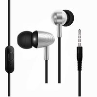 Headphone In-Ear Berkabel Jack 3.5mm Earbud Bass Metal dengan Mikrofon Headset Peredam Kebisingan untuk Ponsel Laptop Gaming Kotak Retail
