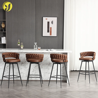 Tabouret de bar et de comptoir pivotant rembourré en métal à dossier bas, vente en gros, produit phare