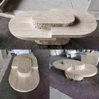 Table basse en travertin à bord naturel, moderne et durable, de la marque SHENGLIN, facile à nettoyer, pour le salon