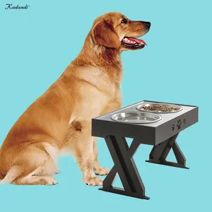 Adjust feeding metal double foldable raised dog bowl with stand elevated stainless steel dog pet bowls feeders