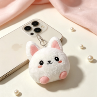 Porte-clés en peluche lapin rond et moelleux OEM ODM, pendentif de sac en peluche douce, porte-clés jouet en peluche personnalisé pour enfants, souvenir