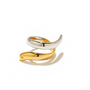 Stainless Steel <b>Ring</b> Gold Plated Two Tone Open Snake Design Women's Fashion Jewelry Gift - Product Image 4