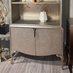 Luxury Custom <strong>French</strong> Art Solid Wood Display Cabinet Handmade Gold Foil Wine Storage <strong>Shelves</strong> for Mansion for Living Room Use - Product Image 2