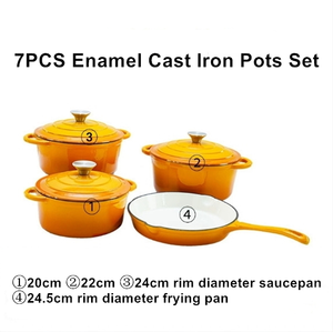 Set di Pentole in Ghisa Smaltata da 7 Pezzi/4 Pentole, Padella Multifunzione e Casseruola per Uso Domestico e da <span class=keywords><strong>Cucina</strong></span> - Product Image 6