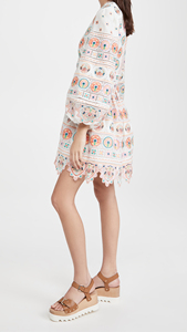 OEM 2021 moda moda <span class=keywords><strong>fiori</strong></span> primaverili ricamati Casual donna abito traforato <span class=keywords><strong>maniche</strong></span> a sbuffo Mini abito - Product Image 5