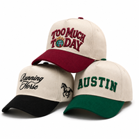 Casquette de baseball à 5 panneaux avec logo brodé 3D en relief personnalisé, visière incurvée, en sergé épais bicolore, style trucker, pour marque privée