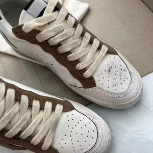 GGBD Baskets en cuir véritable blanc canard, antidérapantes et confortables, style urbain délavé doré, chaussures de créateur - Product Image 4