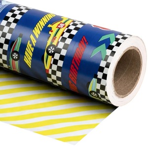 Custom Race Car Themed Birthday Gift <b>Wrap</b> <b>Paper</b> <b>Roll</b> 100GSM PE Coated Double-Sided Recyclable Eco-Friendly Digital Printing - Product Image 4