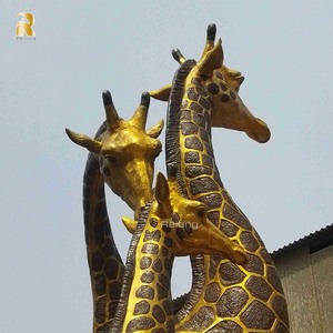 รูปปั้นทองสัมฤทธิ์รูปยีราฟสำหรับตกแต่งสวนกลางแจ้งขนาดเท่าชีวิตจริงออกแบบได้ตามต้องการ - Product Image 4