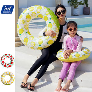 Anillo de natación inflable con forma de limón de KELUKEYA para niños, para uso en piscinas y parques acuáticos, flotador de PVC grueso con diseño de sandía - Product Image 1