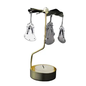 Rotary decorative christmas bell pattern candle holders with custom metal tag