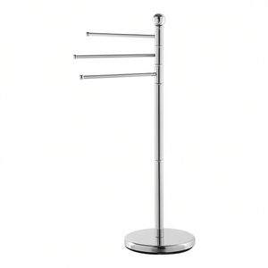 Toallero de pie con 3 brazos y acabado cromado, accesorio de baño - Product Image 3